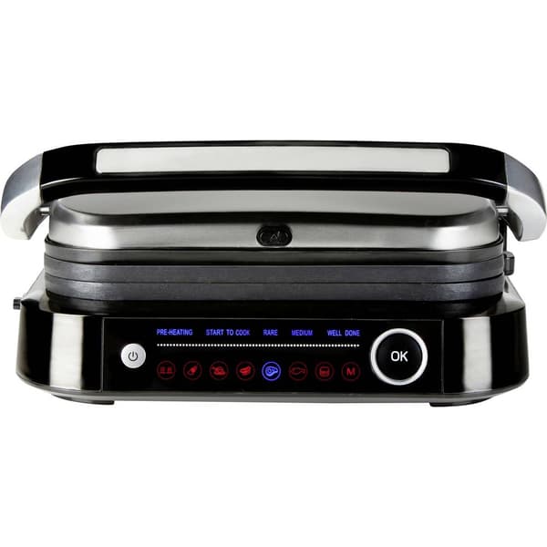 DOMO Genius Klämgrill Elektrisk Non-stick-beläggning, med display Rostfritt stål, Svart