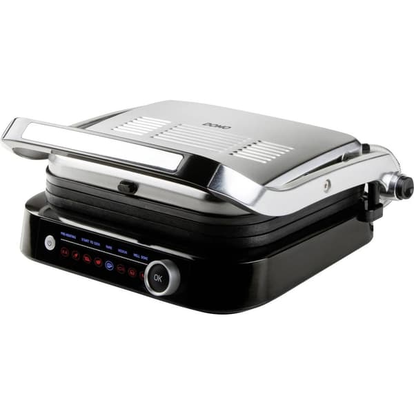 DOMO Genius Klämgrill Elektrisk Non-stick-beläggning, med display Rostfritt stål, Svart