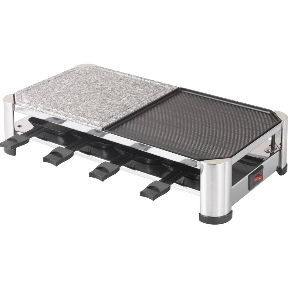 RG-8P001 Grillplatta, Varm sten Raclette Grillfunktion Svart, Silver