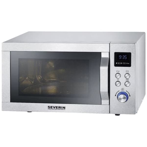 Severin MW 7774 Mikrovågsugn rostfritt stål (borstad), silver 900 W grillfunktion, med pizzafunktion, chalefunktion