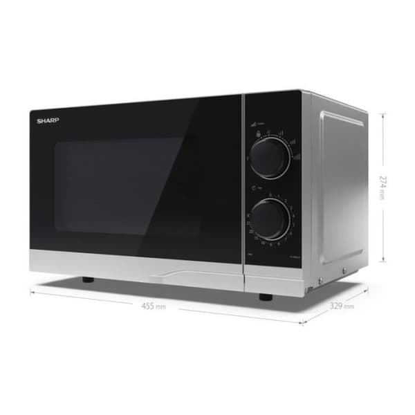 Sharp YC-PS201AE-S Mikrovågsugn (700 W, 20 L, 6 effektnivåer, avfrostningsfunktion, enkel rengöring)
