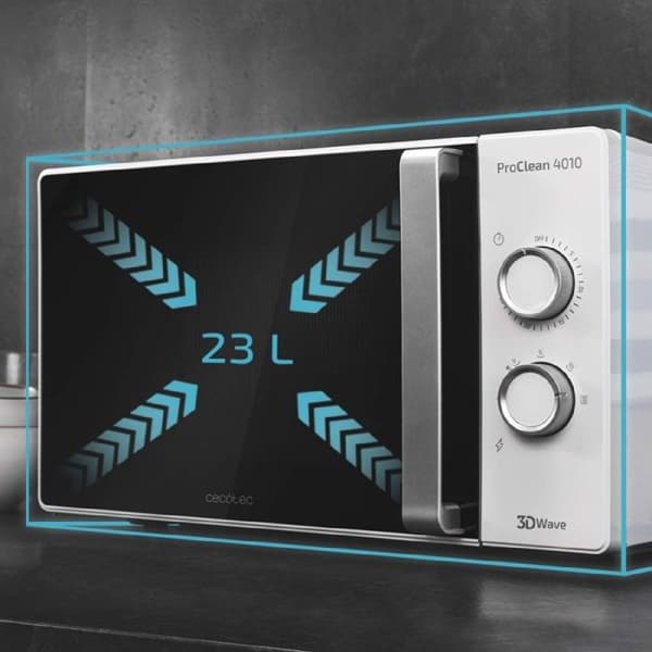 Cecotec Microwave ProClean 4010. Kapacitet 23 L, Ready2Clean-beläggning, 700 W effekt, 6 driftnivåer, timer