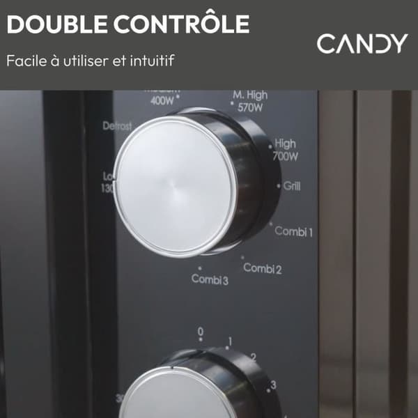 CMG20TNMB Mikrovågsugn CANDY Moderna Grill 20L 700W - 900W Grill - Mekanisk UI 6 effektnivåer - Viktavfrostningsfunktion