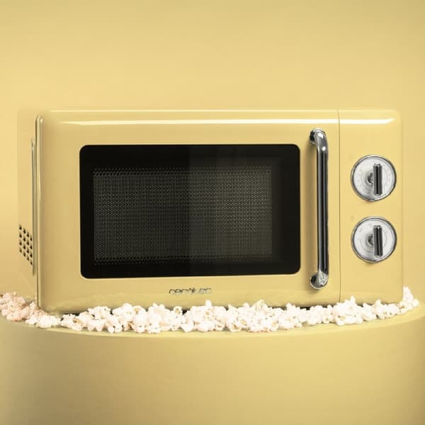 Cecotec ProClean 3010 Retro Yellow 20-litre manual microwave with 700 W.