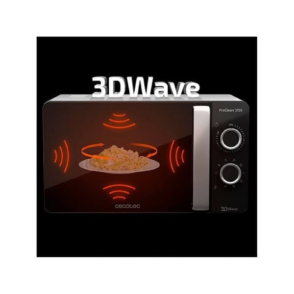 Cecotec 20-litre capacity microwave with grill, Ready2Clean coating and 3DWave technology.