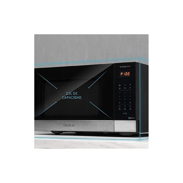 Cecotec 23-litre capacity microwave with grill, Ready2Clean coating and 3DWave technology.
