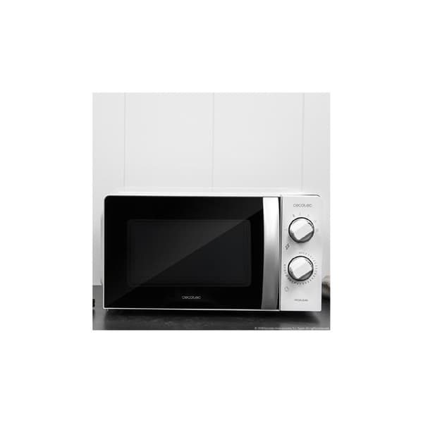 Cecotec Microwave oven with 20-litre capacity, 6 power levels, timer, and 3D wave technology.