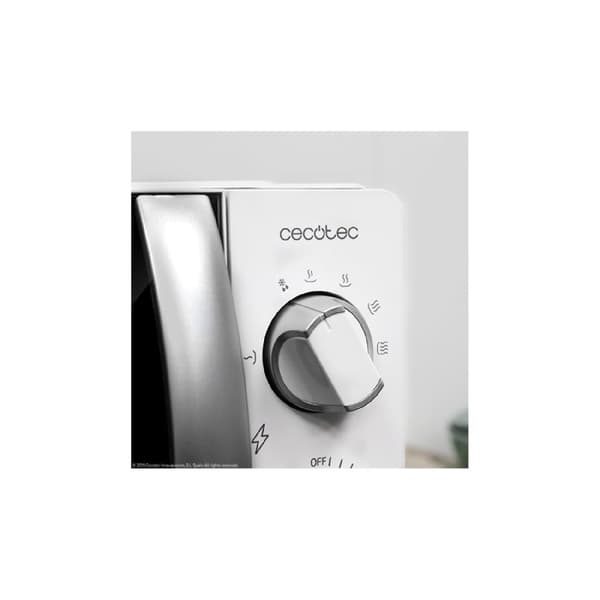 Cecotec Microwave oven with 20-litre capacity, 6 power levels, timer, and 3D wave technology.