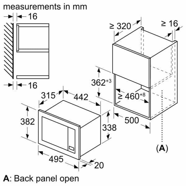 Bosch | BFL523MW3 | Mikroaaltouuni | Sisäänrakennettu | 800 W | Valkoinen