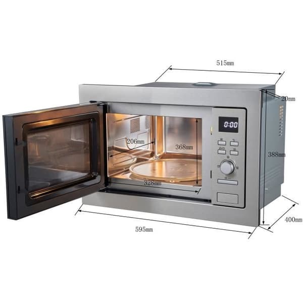 Inbyggd grill mikrovågsugn CONTINENTAL EDISON CEMO25GE2 Silver L59,5 x H38,8 x D40 cm 25L