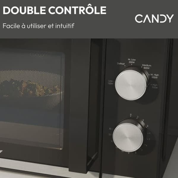 Candy Moderna CMW20TNMB 700 W 20L Svart Mikrovågsugn - Avfrostningsfunktion - Glasskiva - 6 effektnivåer