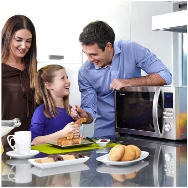 SHARP R-922STWE - Mikrovågsugn i rostfritt stål - 32 L - 1000 W - Grill 1100 W - Ugn 2500 W - Fristående