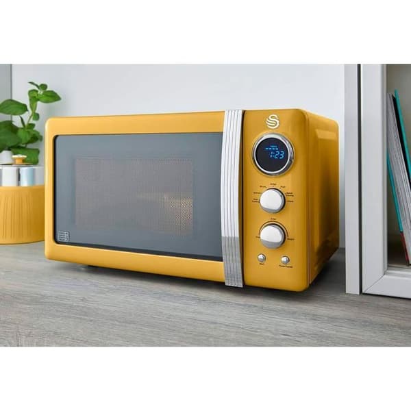 Retro digital mikrovågsugn 20L, 5 effektnivåer, avfrostning, timer SWAN SM22030YELNEU 800W Gul 55108
