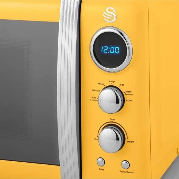Retro digital mikrovågsugn 20L, 5 effektnivåer, avfrostning, timer SWAN SM22030YELNEU 800W Gul 55108