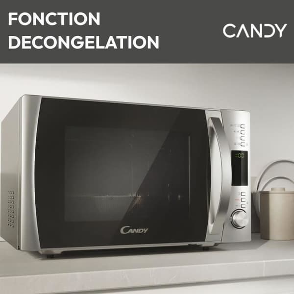 Candy Essenza Grill Mikrovågsugn - CMXG30DS - 900W - 30L - Silver - Avfrostningsfunktion - 5 effektnivåer - 10 automatiska menyer