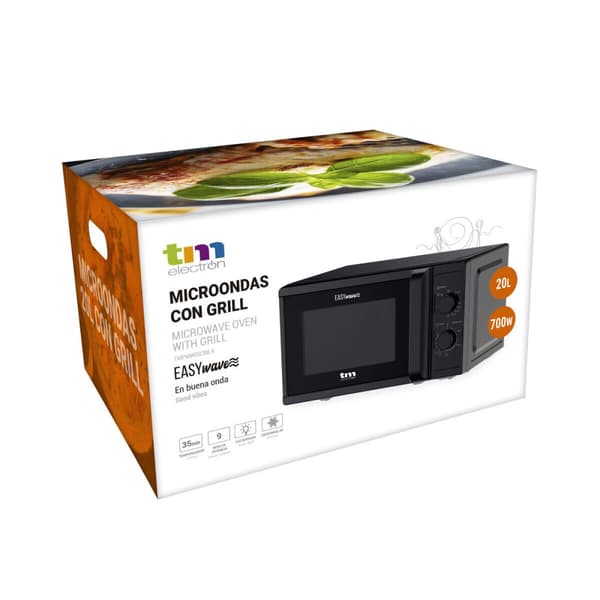 Mikroaaltouuni Grillillä TM Electron Musta 700 W 20 L