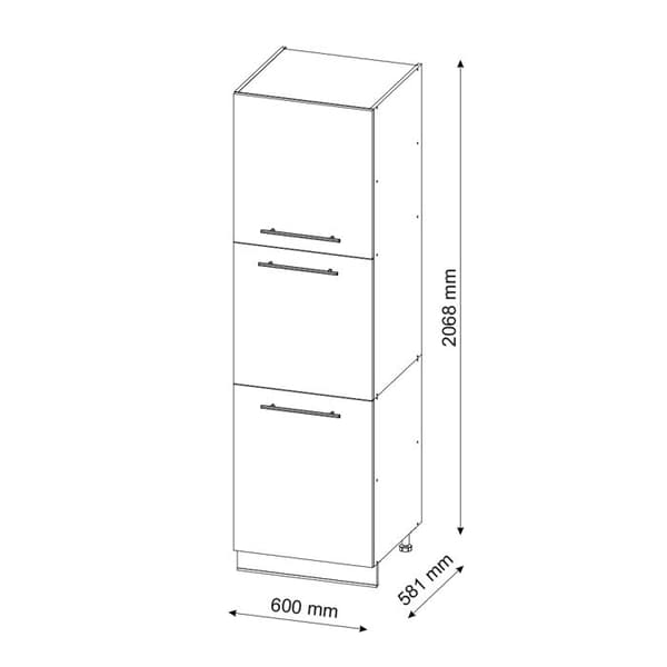 Meuble för ugn Fame-Line, 60cm, Anthracite Hög glans, Gyldene kraft ek, Vicco