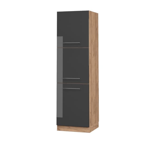 Meuble för ugn Fame-Line, 60cm, Anthracite Hög glans, Gyldene kraft ek, Vicco