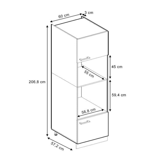 Vicco mikrovågsskåp R-Line, Vit, 60 cm J-Shape