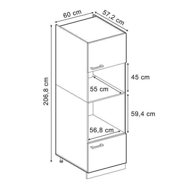 Mikrovägsugnsskåp R-Line, 60cm, Blå-grå, Vit, Vicco