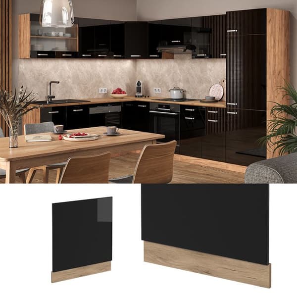 Fasad R-Line, 60 cm, PT Ek, Svart högglans, Guld ek, Vicco