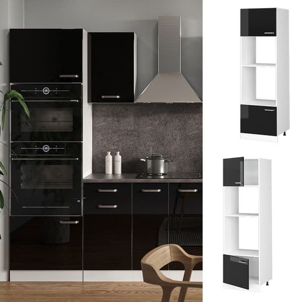 Vicco R-Line mikrovågsskåp, Svart Högblank, 60 cm