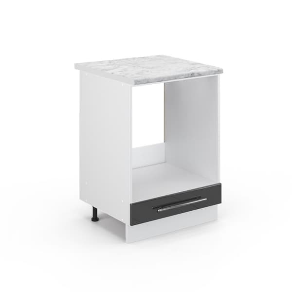 Meuble för ugn Fame-Line, 60cm, PT Marmor, Antracit Hög glans, Vit, Vicco