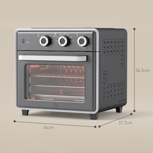 Rootz multifunktionel miniovn - Kompakt ovn - Alsidigt komfur - 20L Kapacitet - 36 cm x 37,7 cm x 34,5 cm