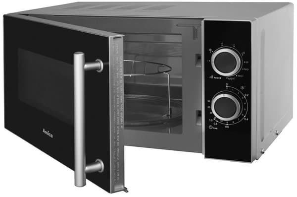 Amica AMGF20M1GS mikrovågsugn Bänkskiva Grill mikrovågsugn 20 L 700 W Svart, Silver
