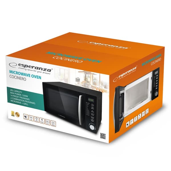 Esperanza EKO010 Mikrobølgeovn 1200W Sort