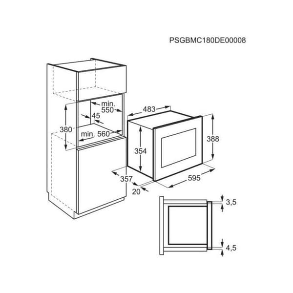 Mikrovågsugn inbyggd 25L ELECTROLUX 900W 60cm, LMS4253TMX