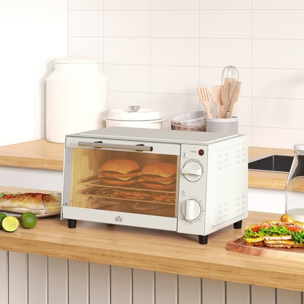 Rootz 9l mini -uuni - Compact Las Gasast Uun - Säädettävä lämpö - tilaa säästävä ruostumaton teräs - 35 cm x 24,6 cm x 20cm valkoinen