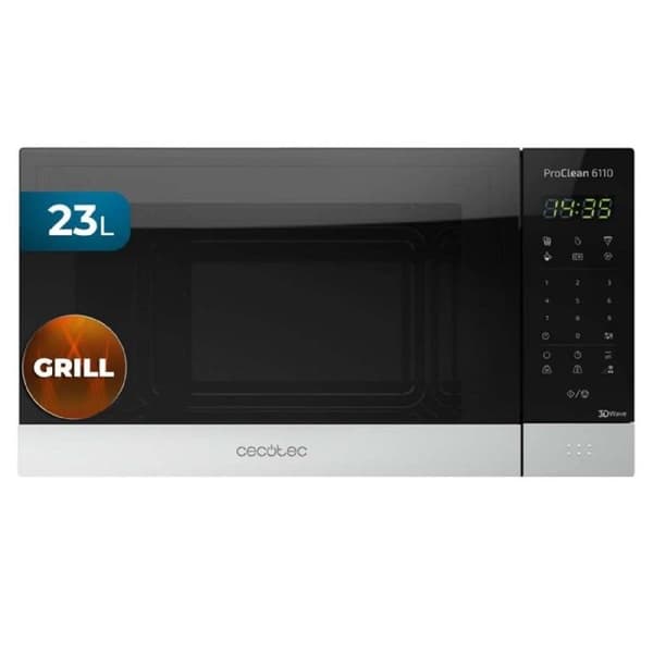 Cecotec Mikrovågsugn med Grill ProClean 6110. 23 L Kapacitet, Ready2Clean-beläggning, 800 W Effekt, 1000 W Grill, 5 nivåer av