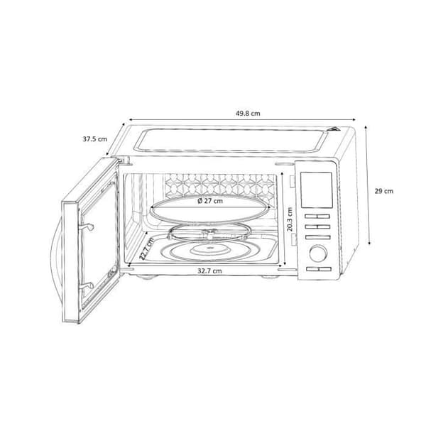 Kombinerad mikrovågsugn - CONTINENTAL EDISON - CEMO25SG13S3 - Silver - 25 L - Spegeldörr - 1400 W - Grill 1200 W - Konvektion 1200 W
