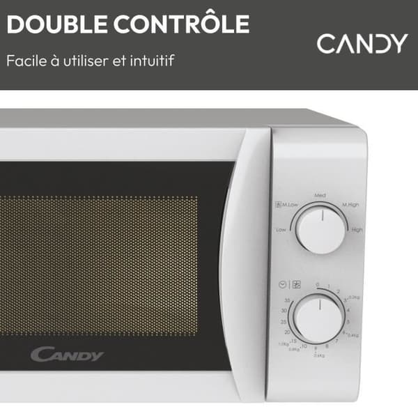 CMW20SMW Mono CANDY Idea mikrovågsugn - 20L - MO: 700W - Mekaniskt gränssnitt - 5 effektnivåer - Vit