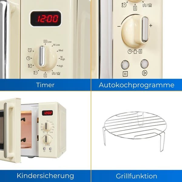 Exquisit Mikrovågsugn - MW 8020 H - Exqu Retro Mikrowelle RMW720-3GDIG Creme | 812764002
