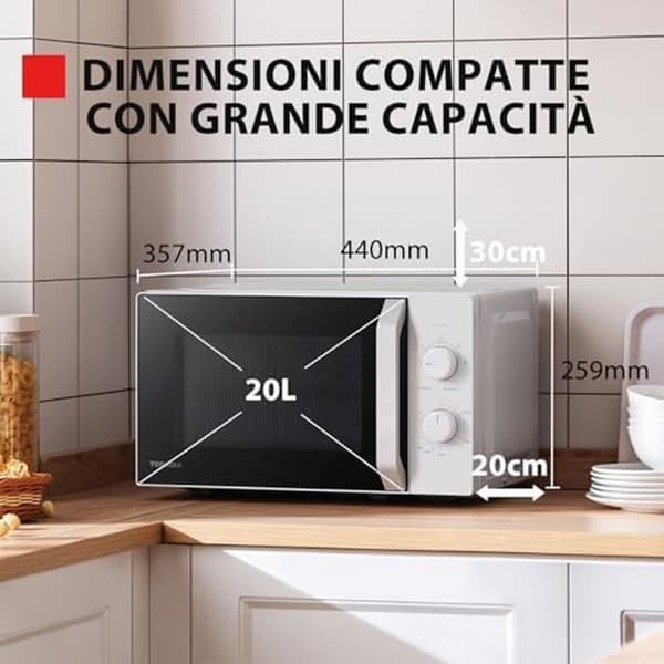 Mikrovågsugn - TOSHIBA - MW2-MM20P(WH) - 20 liter - 800 W - 5 effektlägen