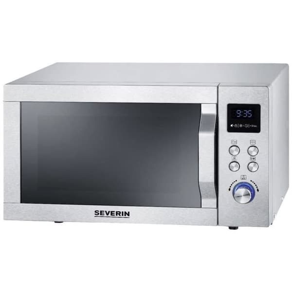 Severin MW 7774 Mikrovågsugn rostfritt stål (borstad), silver 900 W grillfunktion, med pizzafunktion, chalefunktion