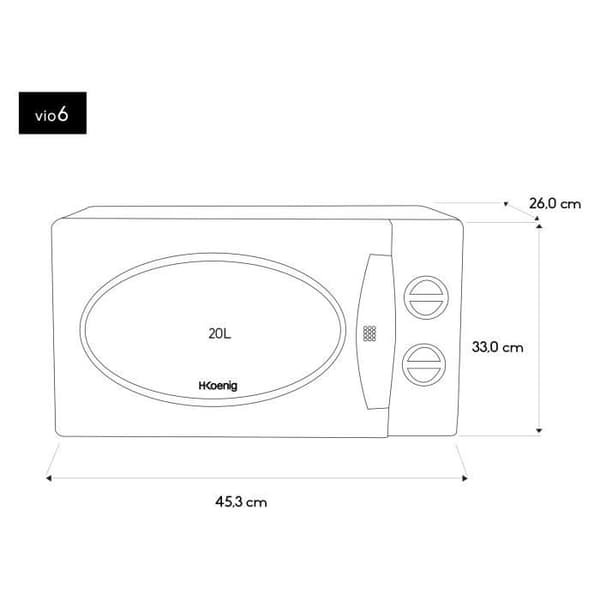 VIO6 H.KOENIG Mikrovågsugn - Vit - 20 liter - 700W - Upptining, Matlagning