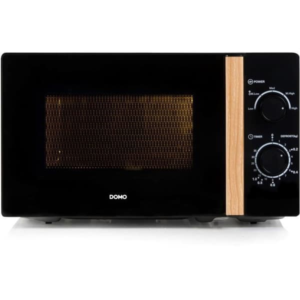 DOMO DO2820 Mikrobølgeovn - 20L - 700W - 35 min timer - Optøningsfunktion - L44 x D35,8 x H 25,8 cm - Sort træfinish