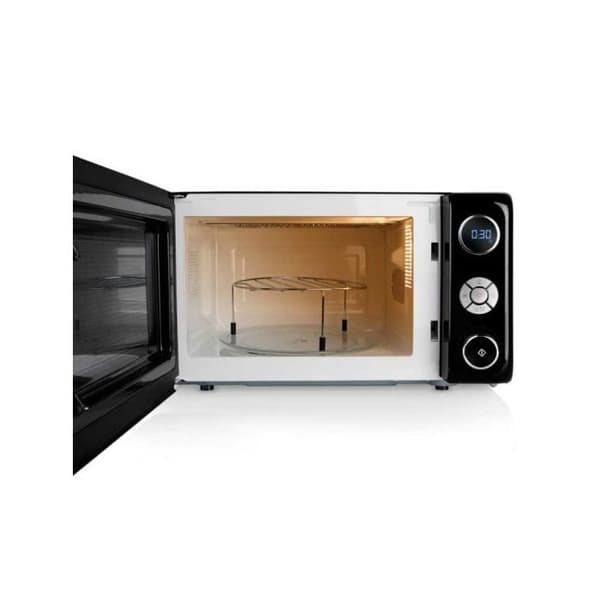 En elegant och digital mikrovågsugn, svart design, förutom sina 700W effekt, har den en 900W grill, en kapacitet på