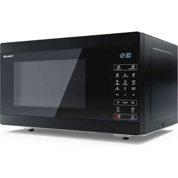 Sharp YC-MS51EB Mikrovågsugn utan grill på 25 liter, digital styrning, mikrovågsugn 900 W, 5 effektlägen för mikrovågor, platta