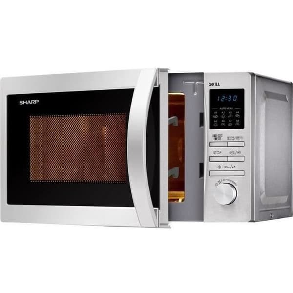 SHARP R622STWE Kombigrill mikrovågsugn i rostfritt stål - 20 L - 800 W - Grill 1000 W - Fristående