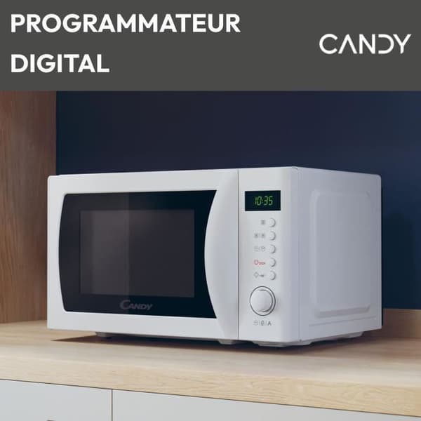 Candy Idea CMWA20SDLW 700W Digital Mikrovågsugn 20L Vit - Upptiningsfunktion - 5 Effektnivåer - 8 Automatiska Menyer
