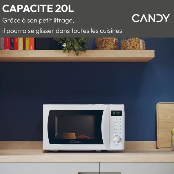 Candy Idea CMWA20SDLW 700W Digital Mikrovågsugn 20L Vit - Upptiningsfunktion - 5 Effektnivåer - 8 Automatiska Menyer