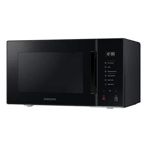 Samsung MG23T5018AK Mikrovågsugn, 23 liter, 1100 W, automatisk matlagning och hemdessert, designglas, svart