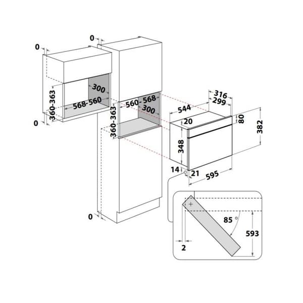 Inbyggd mikrovågsugn WHIRLPOOL MBNA900X - 22L -750 Watt - Jet Defrost - Rostfritt stål