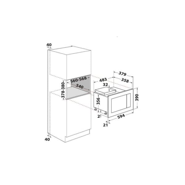 Whirlpool WMF250G integrerad mikrovågsugn - Märke: WHIRLPOOL - Format: Inbyggd