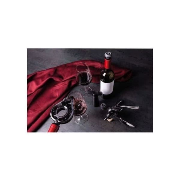 VACUVIN 5-delat boxset - Wine Set Air Deluxe - Spakkorkskruv, luftare, pump och korkar