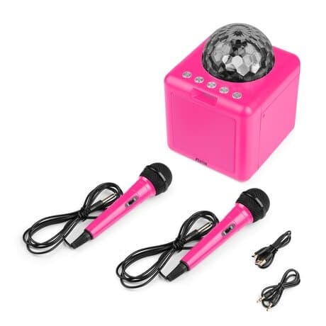 KAR15B Karaoke Högtalare med 2 mikrofoner, Rosa